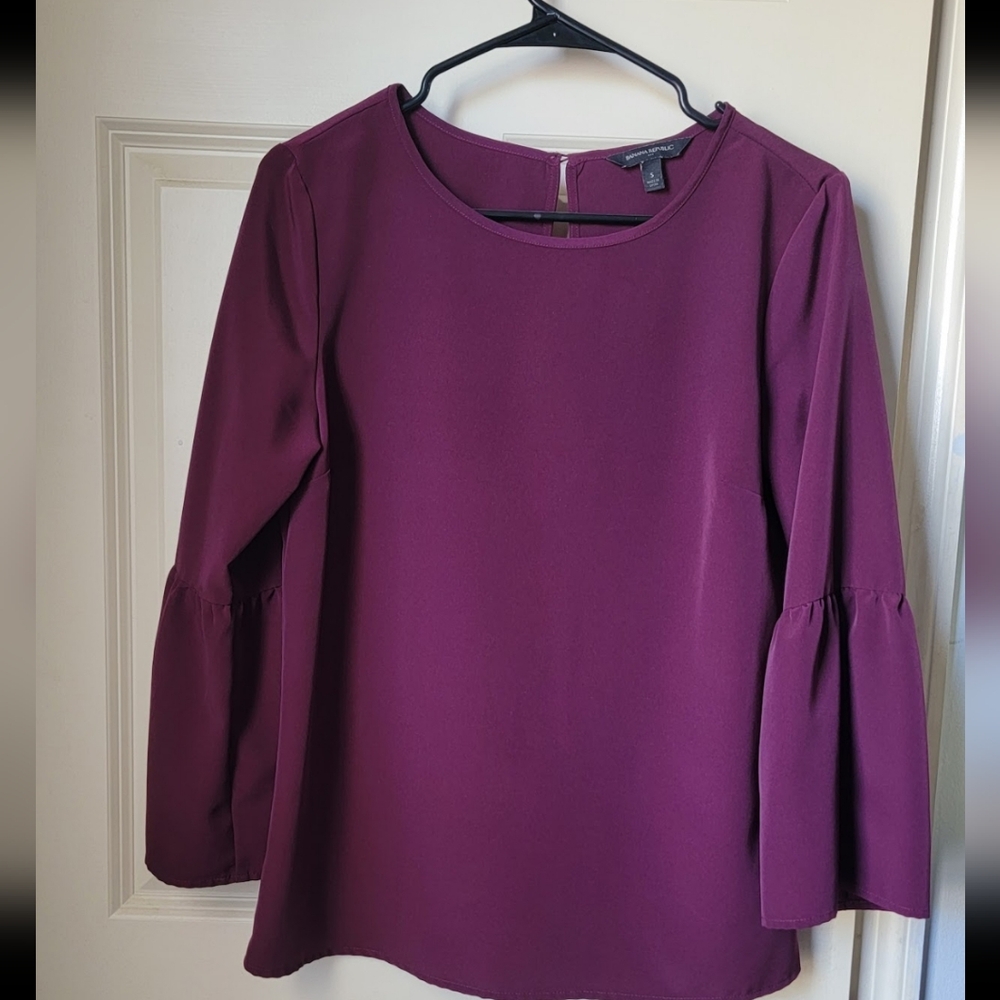 Women's Purple Blouse with Bell Sleeve